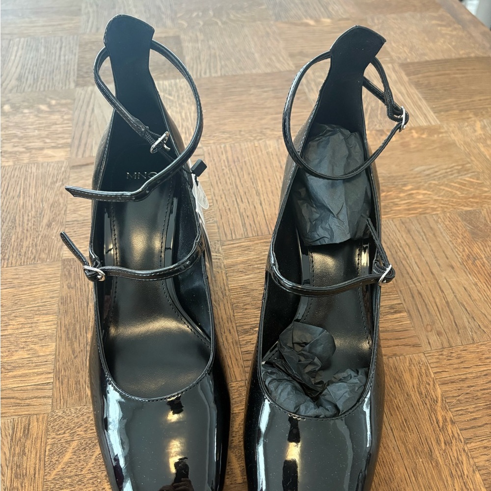 Mango Black Patent Heels